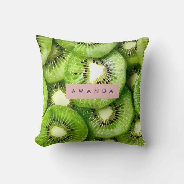 Personalisiertes lebendiges Kiwifrucht-Design Kissen (Vorderseite)