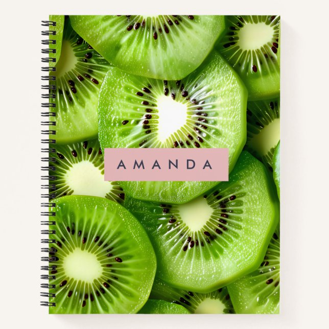 Personalisiertes Lebendiges Kiwifrucht-Design Notizbuch (Vorderseite)