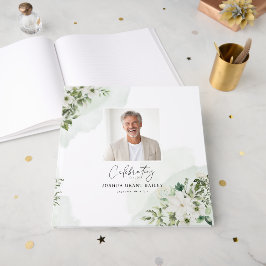 Personalisiertes Lebenszeichen Blumiges Foto Gästebuch