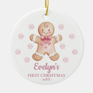 Personalisiertes Lebkuchen-Mädchen erstes Weihnach Keramik Ornament