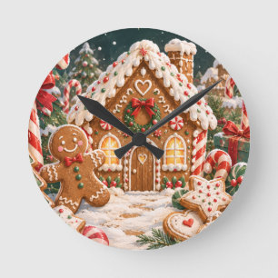 Personalisiertes Lebkuchen-Weihnachten mit Süßigke Runde Wanduhr