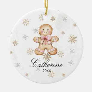 Personalisiertes Lebkuchen-Winter-Schneeflocken-Or Keramik Ornament
