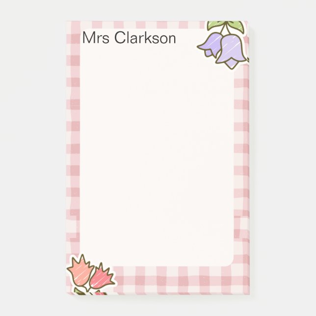 Personalisiertes Lehrer-Dankeschön-Geschenk Rosa  Post-it Klebezettel (Vorderseite)