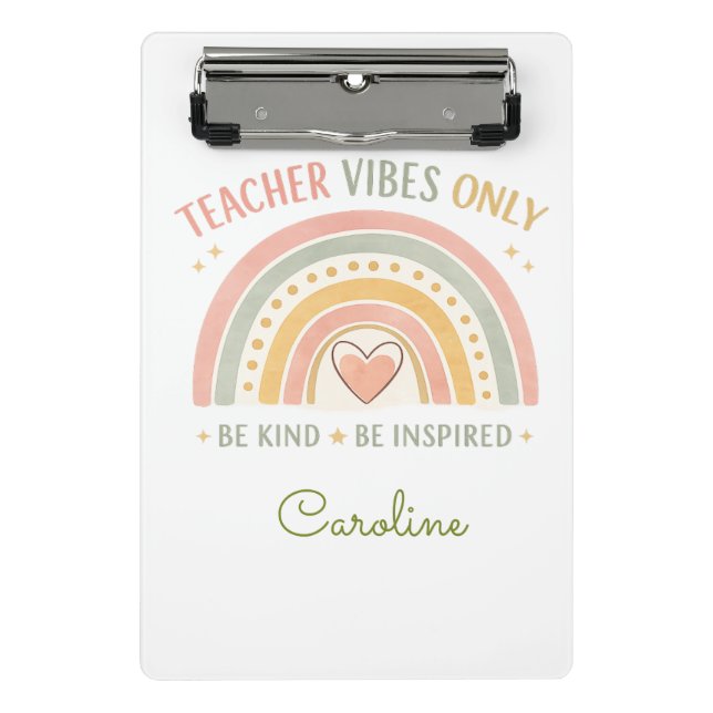Personalisiertes Lehrer-Vibes-Only-Mini-Clip-Board Mini Klemmbrett (Vorderseite)