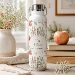 Personalisiertes Lehrergeschenk mit Namen, Floral  Trinkflasche