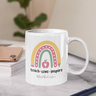 Personalisiertes Lehrergeschenk, Teach Love Inspir Kaffeetasse