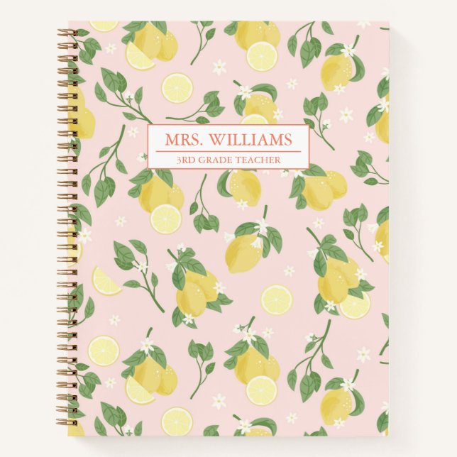 Personalisiertes Lemon Light Pink Spiral Notebook Notizbuch (Vorderseite)
