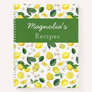 Personalisiertes Lemon Muster Rezept Notizbuch