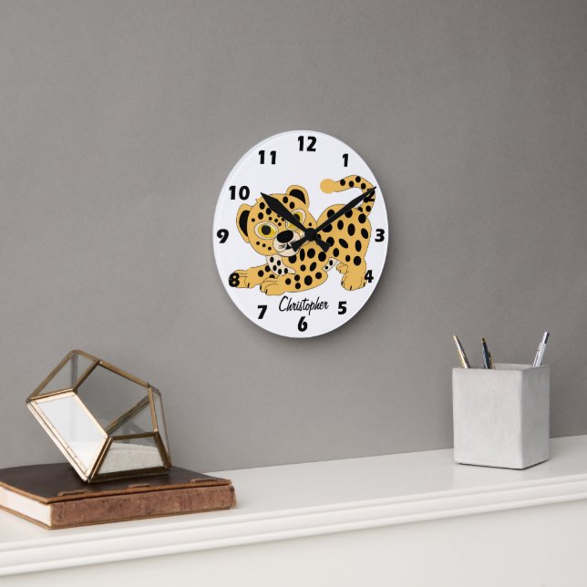 Personalisiertes Leopard-Design Runde Wanduhr (Büro)