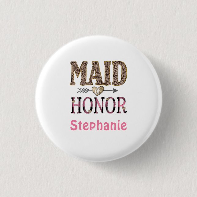Personalisiertes Leoparden-Druck-Jungferngeschenk  Button (Vorderseite)