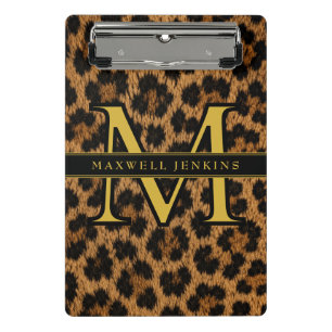 Personalisiertes Leopardenmuster-Name Stylisch Min Mini Klemmbrett