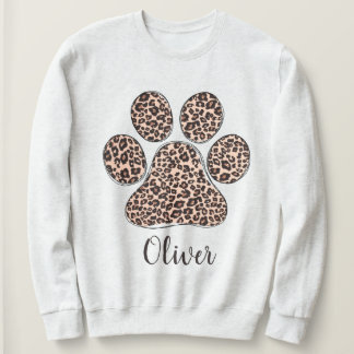 Personalisiertes Leopardentatzen-Druck Weiß Sweats Sweatshirt