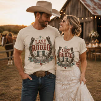 Personalisiertes Letztes Rodeo Western-Hochzeits-S T-Shirt