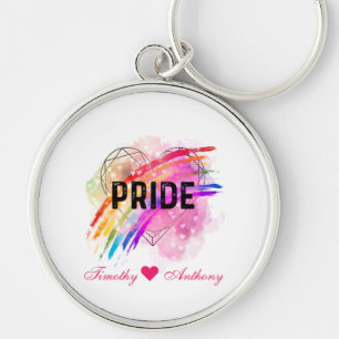 Personalisiertes LGBTQ Rainbow-Farbherz Schlüsselanhänger