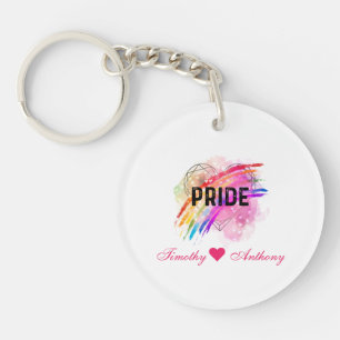 Personalisiertes LGBTQ Rainbow-Farbherz Schlüsselanhänger