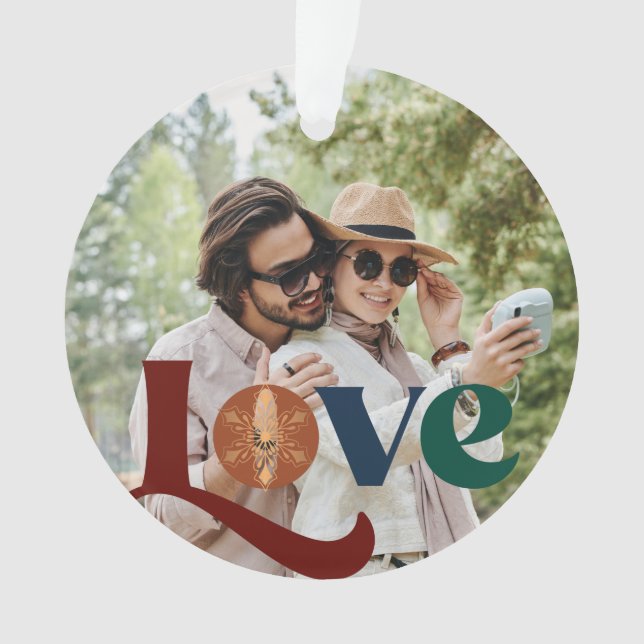 Personalisiertes Liebe mit mehreren Fotos Ornament (Vorderseite)