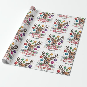 Personalisiertes Liebes-Rentier-Vintage-Weihnachte Geschenkpapier