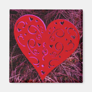 Personalisiertes Liebesherz lila Magnet