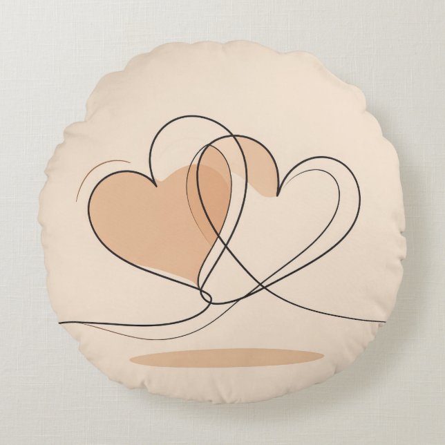 Personalisiertes Liebeskissen – Romantische Herzen Rundes Kissen (Vorderseite)