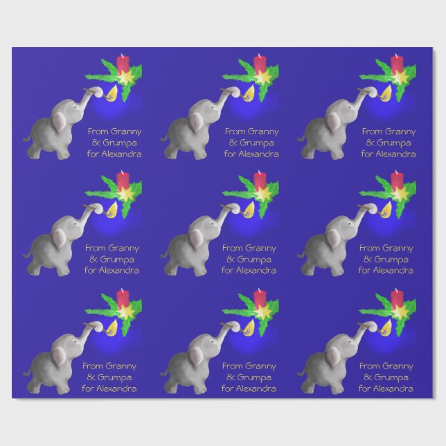 Personalisiertes liebevolles Kind Elefant-astic Geschenkpapier (Flach)