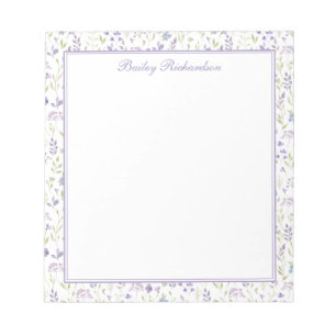Personalisiertes lila Blumen Notizbuch Notizblock
