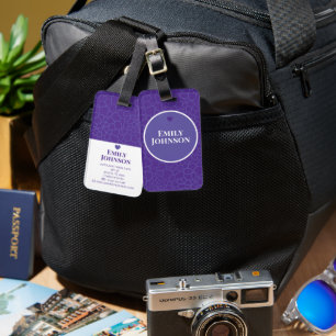 Personalisiertes lila Blumenmuster Reisegepäckanhä Gepäckanhänger