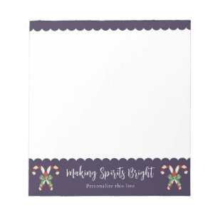 Personalisiertes Lila Candy Cane Festtags- Notizblock