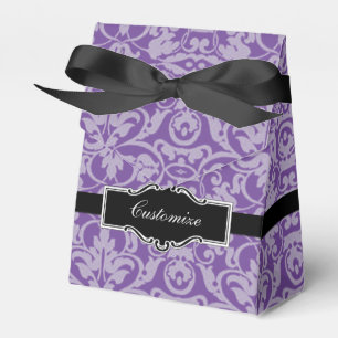 Personalisiertes Lila Damask Muster Zelt-Gesichtsf Geschenkschachtel