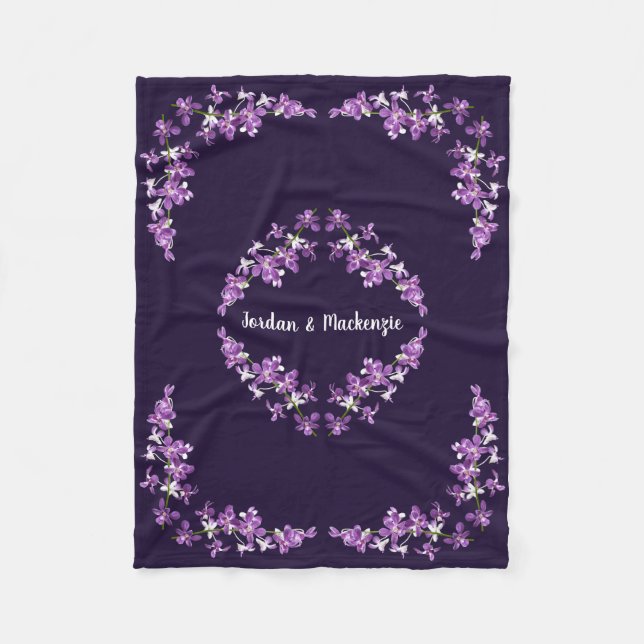 Personalisiertes Lila Dendrobium Orchids Motif Fleecedecke (Vorderseite)