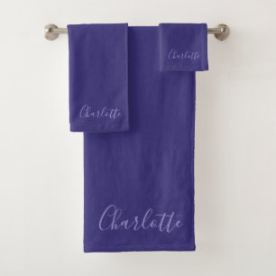 Personalisiertes Lila Einfaches Badetuch Set