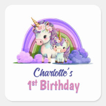Personalisiertes Lila Einhorn 1. Geburtstag