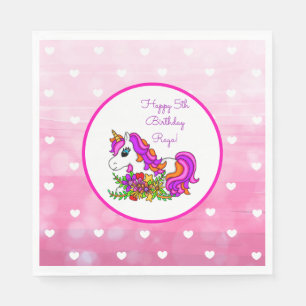 Personalisiertes lila Einhorn Alles Gute zum Gebur Serviette