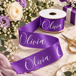 Personalisiertes lila elegantes Satinname Satinband