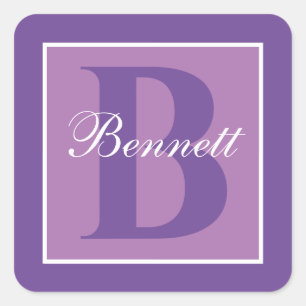 Personalisiertes lila geteiltes Anfangsmonogramm Quadratischer Aufkleber