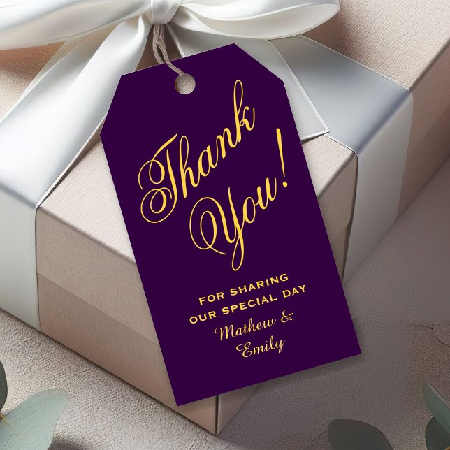 Personalisiertes Lila Gold Vielen Dank Gastgeschen Geschenkanhänger (Von Creator hochgeladen)