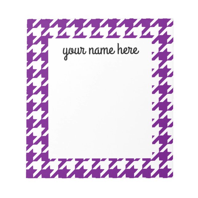 Personalisiertes Lila Hahnentrittmuster Notepad Notizblock (Vorderseite)