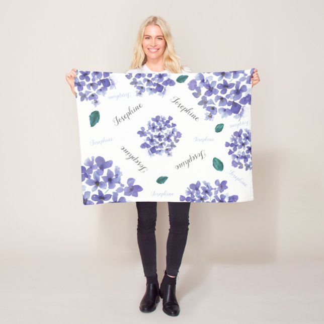 Personalisiertes Lila Hydrangea-Aquarell-Baby Fleecedecke (Beispiel)