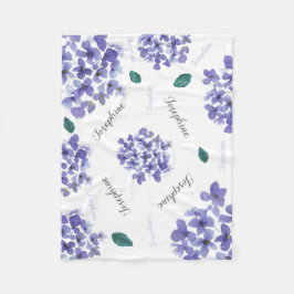 Personalisiertes Lila Hydrangea-Aquarell-Baby Fleecedecke