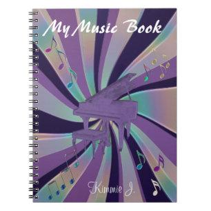 Personalisiertes lila Klavier-Musiknoten-Notizbuch Notizblock
