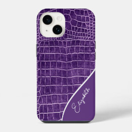 Personalisiertes Lila Krokodil iPhone 14 Hülle