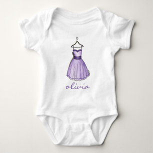 Personalisiertes lila Retro-Abschlussball-Kleid fü Baby Strampler
