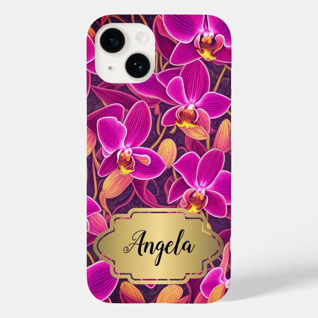 Personalisiertes, Lila Rosa Orchid Design Case-Mate iPhone Hülle (Rückseite)