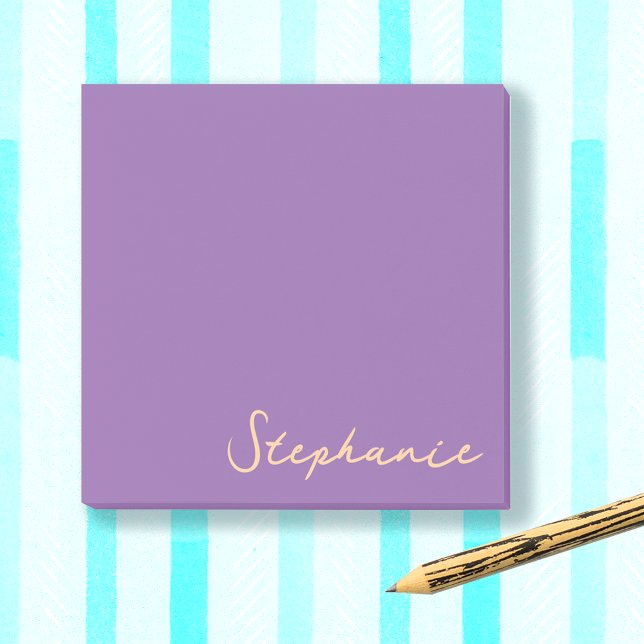 Personalisiertes Lila Skript Post it Sticky Notes Post-it Klebezettel (Zazzle Personalized Purple Script Post it Sticky Notes)