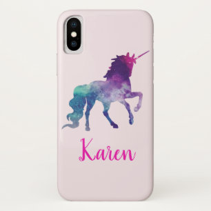 Personalisiertes Lila und blaues Magisches Einhorn Case-Mate iPhone Hülle