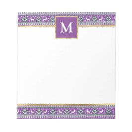 Personalisiertes lila Weihnachten Fair Isle Notizblock