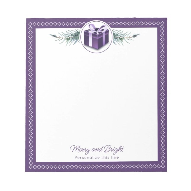 Personalisiertes lila Weihnachtsgeschenk Notizblock (Vorderseite)