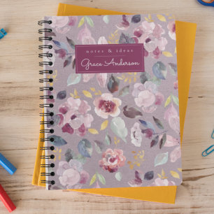 Personalisiertes Lilac Floral Muster Notizbuch