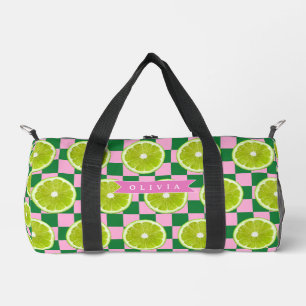 Personalisiertes Limettengingham-Zitrus mit indivi Duffle Bag