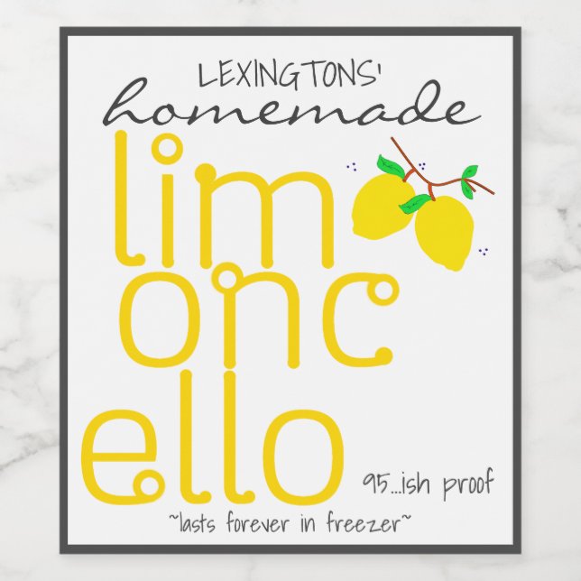 Personalisiertes Limoncello-Flaschenetikett | Weinetikett (Einzelnes Label)
