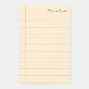 Personalisiertes liniertes Schulheftpapier Creme Post-it Klebezettel